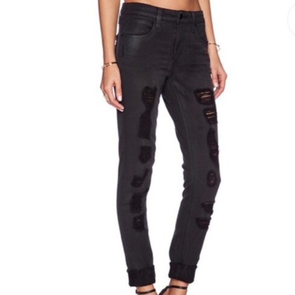 Joe's Jeans Boyfriend Slim Black/Grey Distressed